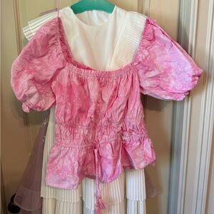 Day + Moon pink tie dye top